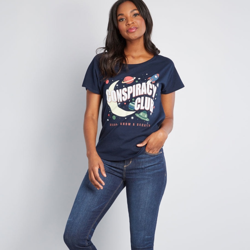 Modcloth Plus Size Conspiracy Club Graphic Tee